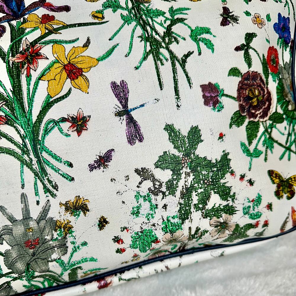 Gucci Flora GG Vintage Large Shoulder Bag tote Good USED with scarf RARE. GIFT! - Picture 7 of 16
